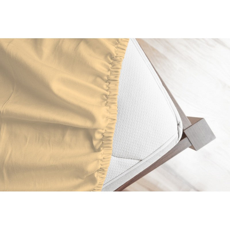 Чаршаф с ластик 160/200 Ранфорс жълт