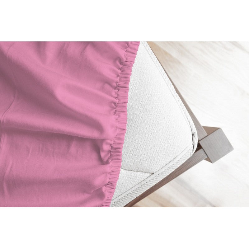 Чаршаф с ластик 160/200 Ранфорс розов