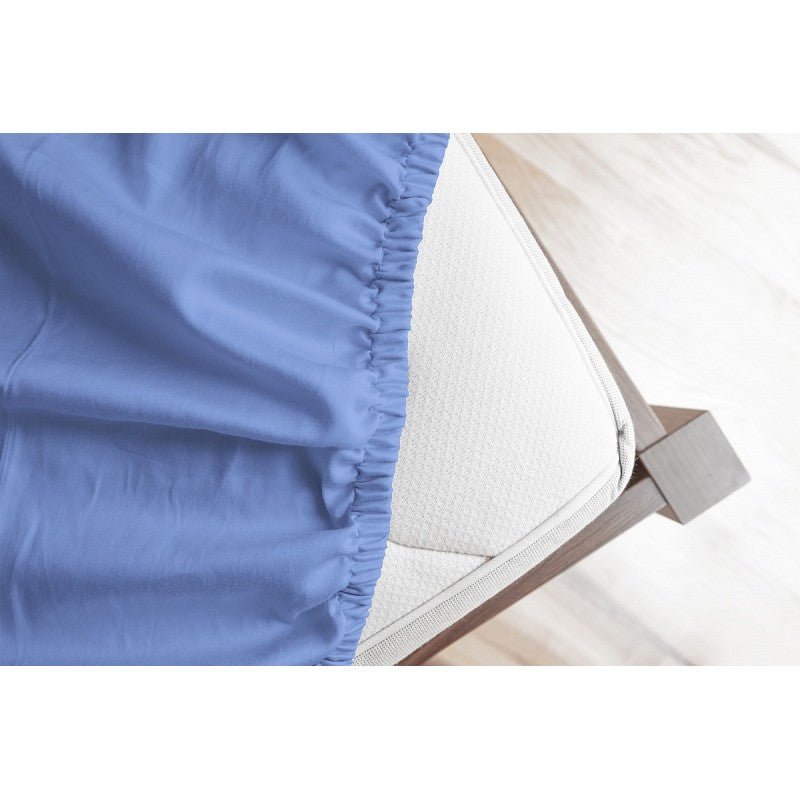 Чаршаф с ластик 160/200 Ранфорс син